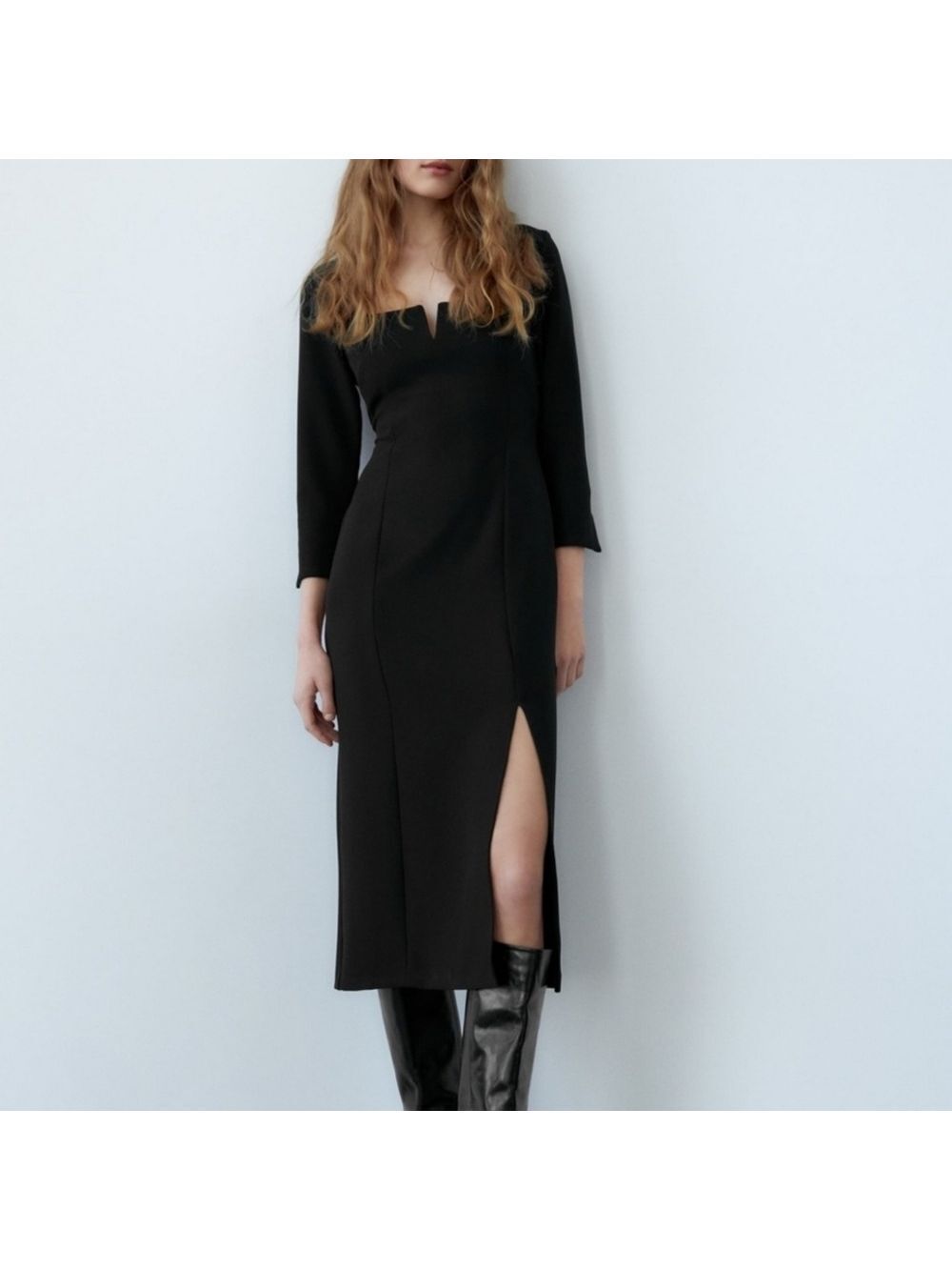 NWT Zara Square Neck Midi Dress, Size S - Picture 5 of 15